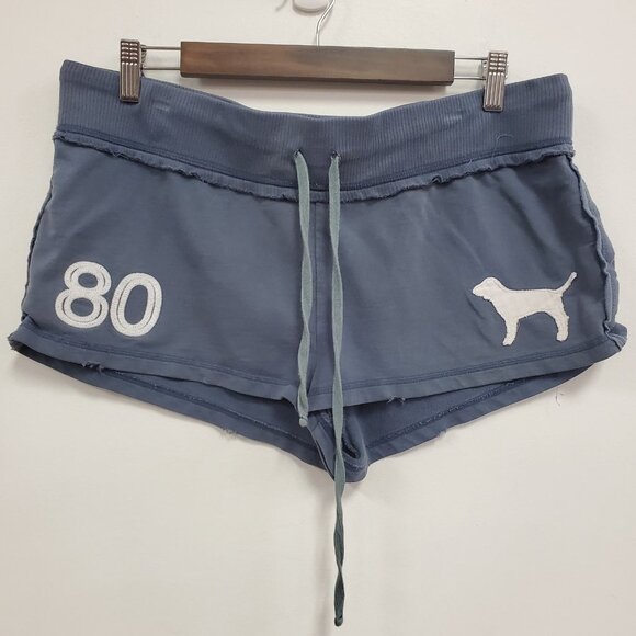 Vintaeg Pink Victoria Secret Women Distressed Y2K Micro Mini Shorts Size L Blue - Picture 1 of 16